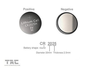 CR2025 3.0V 160mA بطارية ليثيوم عملة خلية البطارية الأساسية للضوء LED