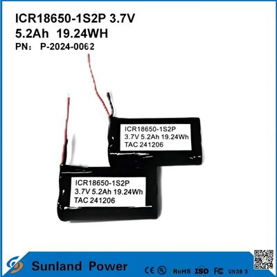 ICR18650-1S2P 3.7V 5.2AH 19.24WH بطارية قابلة لإعادة الشحن