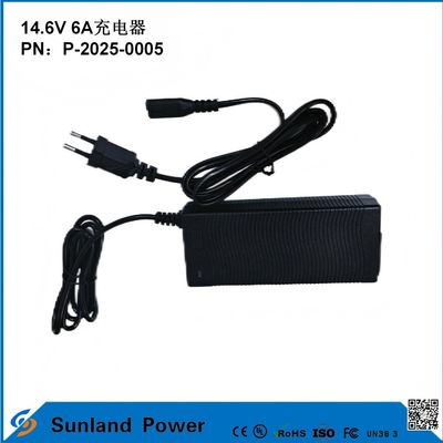 14.6V 6A شاحن، متوافق مع 12.8V / 14.4V فوسفات الحديد الليثيوم (LiFePO4) شاحن البطارية، مصممة خصيصا للأدوات الكهربائية / شاحن الكهرباء الكفؤ، متوافق مع أجهزة متعددة