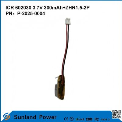 602030 3.7V 300mAh + ZHR1.5-2P بطارية من تصميم رقيق للغاية متوافقية مرنة لمختلف الأجهزة الذكية الصغيرة سماعات الأذن بلوتوث الأجهزة القابلة للارتداء والمعدات الطبية المحمولة