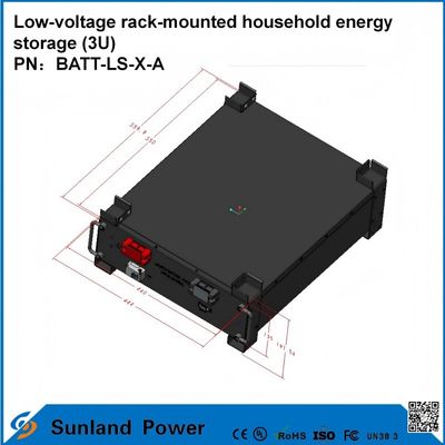 تحكم ذكي منخفض الجهد 3U تخزين الطاقة المنزلي الكل في واحد الخادم LiFePO4 51.2V 50A 5120Wh16S1P بطارية LFP مرصعة مع قشرة الألومنيوم 3.2V / 100Ah عمر دورة 4000 دورة