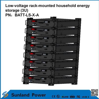 تحكم ذكي منخفض الجهد 3U تخزين الطاقة المنزلي الكل في واحد الخادم LiFePO4 51.2V 50A 5120Wh16S1P بطارية LFP مرصعة مع قشرة الألومنيوم 3.2V / 100Ah عمر دورة 4000 دورة
