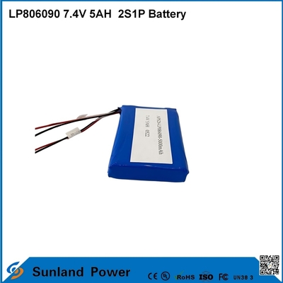 7.4V 5AH LP806090 2S1P بطاريات بوليمر ليثيوم أيون مع وظيفة I2C مع مقياس الوقود
