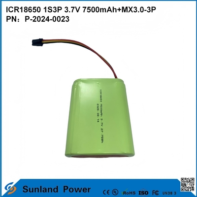 بطارية CR18650 1S3P 3.7V 7500mAh + MX3.0-3P-UL2054