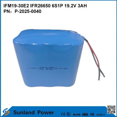 بطارية LiFePO₄ IFM19-30E2 IFR26650 6S1P 19.2V 3AH المستخدمة في أنظمة تخزين الطاقة، والأدوات الكهربائية