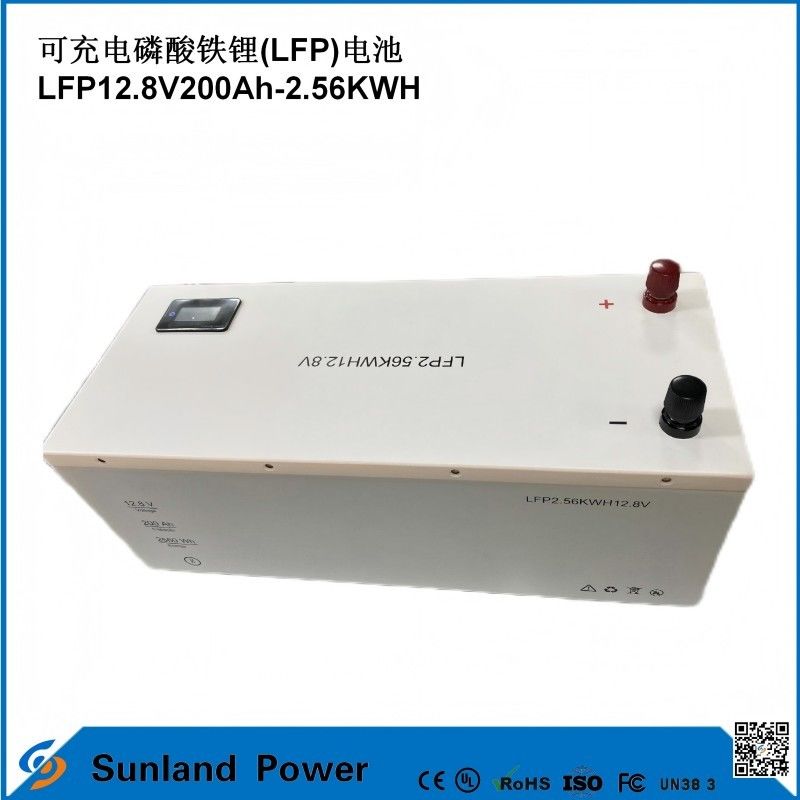 بطارية 12V 200AH LiFePO4 مع UN38.3 MSDS UL1642 شهادة الحمل المستمر 100A شاشة LCD