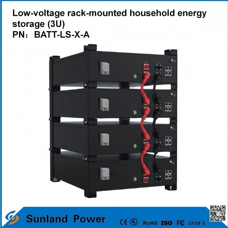 تحكم ذكي منخفض الجهد 3U تخزين الطاقة المنزلي الكل في واحد الخادم LiFePO4 51.2V 50A 5120Wh16S1P بطارية LFP مرصعة مع قشرة الألومنيوم 3.2V / 100Ah عمر دورة 4000 دورة
