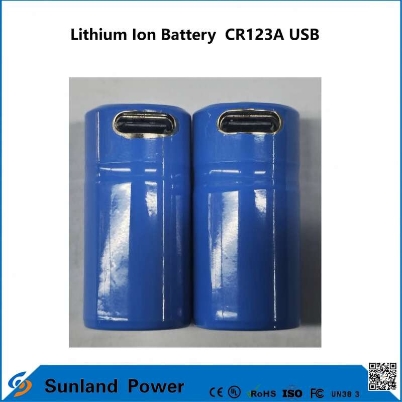 بطارية ليثيوم أيون CR123A USB قابلة لإنتاج بطاريات ليثيوم أيون قابلة لإعادة الشحن USB.