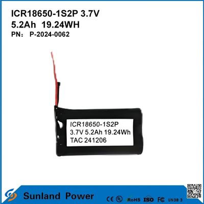 ICR18650-1S2P 3.7V 5.2AH 19.24WH بطارية قابلة لإعادة الشحن
