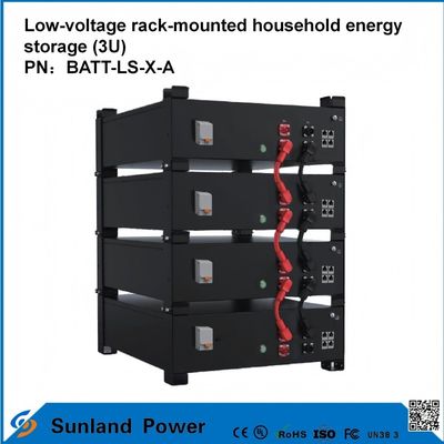 تحكم ذكي منخفض الجهد 3U تخزين الطاقة المنزلي الكل في واحد الخادم LiFePO4 51.2V 50A 5120Wh16S1P بطارية LFP مرصعة مع قشرة الألومنيوم 3.2V / 100Ah عمر دورة 4000 دورة