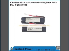 ICR18650 1S1P 3.7V 2600mAh + سلك ((Black PVC)