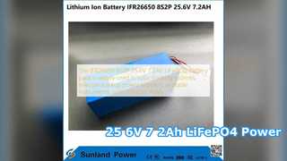 IFR26650 8S2P 25.6V 7.2Ah LiFePO4 طاقة البطارية